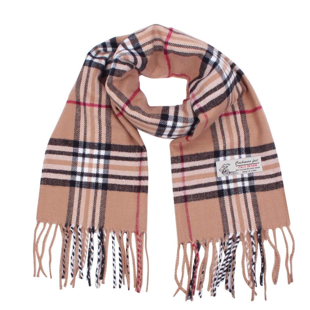 2456 Plaid Cashmere Feel Classic Soft Luxurious Winter Scarf Tan